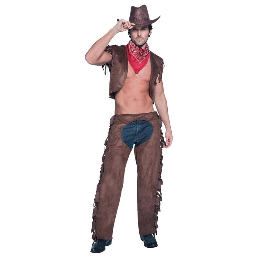 Fever Mens Ride Em High Cowboy Costume Set / Brown